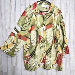Alfred Dunner 18W Button Front Top Sheer Cruise Vacation Beach